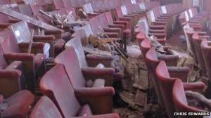 Damage caused by roof collapse at Apollo Theatre 